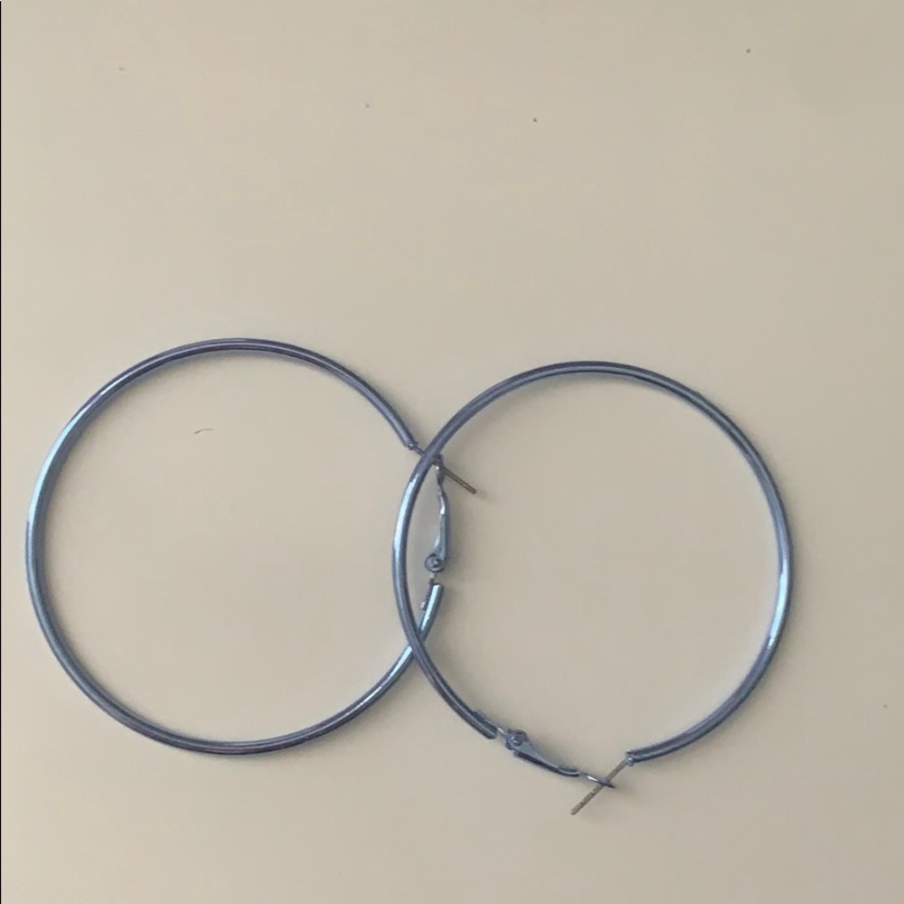 medium sized blue chrome hoops